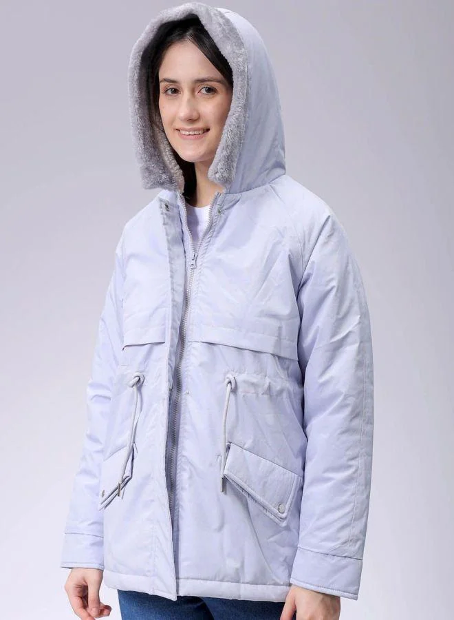 مرفوعة Women Regular Fit Solid Hooded Full Sleeves Parka Jacket
